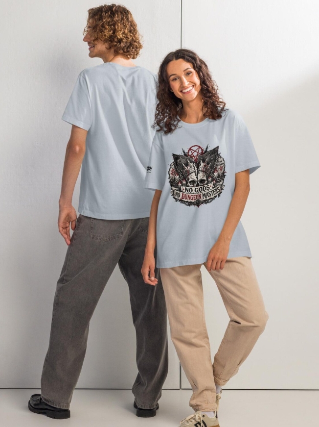 No Gods No Dungeon Masters Oversized Punk RPG T-Shirt, Chaotic Neutral Streetwear Tee