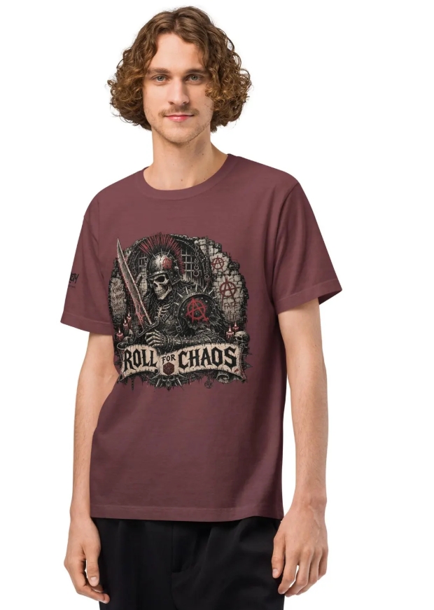 Dungeon Punk Skeleton Shirt, Roll for Chaos D20 Tee, TTRPG Gamer Apparel