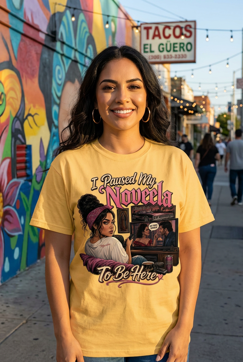 I Paused My Novela T-Shirt, Funny Latina Tee, Chicana Telenovela Shirt, Hispanic Mom Gift, Spanish Soap Opera Tee, Novela Lover Graphic Tee
