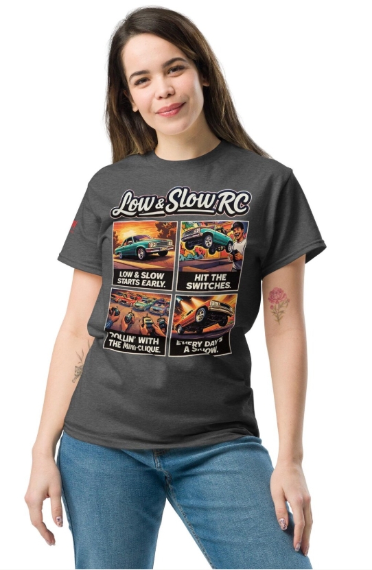 Lowrider RC Graphic Tee, Remote Control Car Shirt, Low and Slow Chicano Culture, Comic Panel Tee, RC Hobby Gift