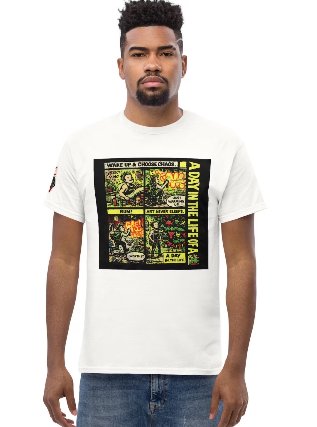 Graffiti Art Shirt, Street Artist Graphic Tee, Urban Streetwear, Spray Paint Punk Zine Style, Gift for Artists