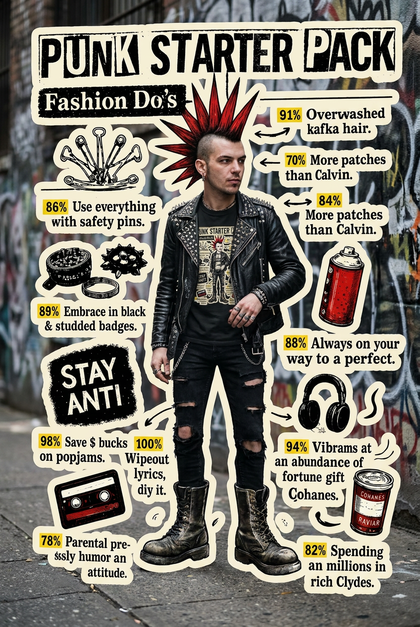 Punk Starter Pack Tee, DIY Punk Shirt, Zine Style Graphic, Parody Streetwear, Punk Gift for Him