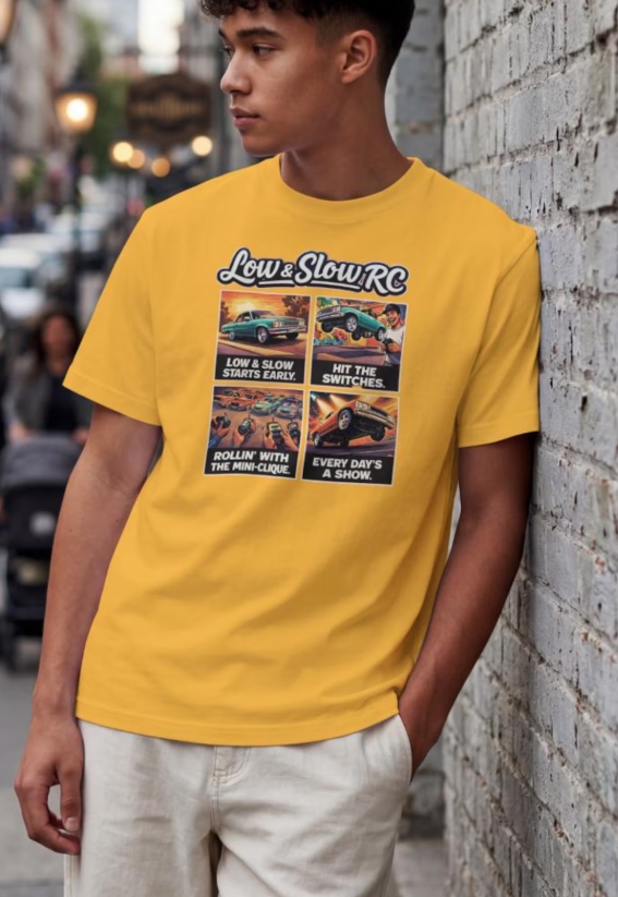 Lowrider RC Graphic Tee, Remote Control Car Shirt, Low and Slow Chicano Culture, Comic Panel Tee, RC Hobby Gift