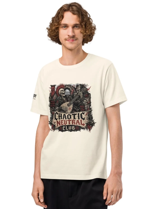 Skeleton Bard Shirt, Chaotic Neutral Club Tee, Punk RPG Gamer Apparel
