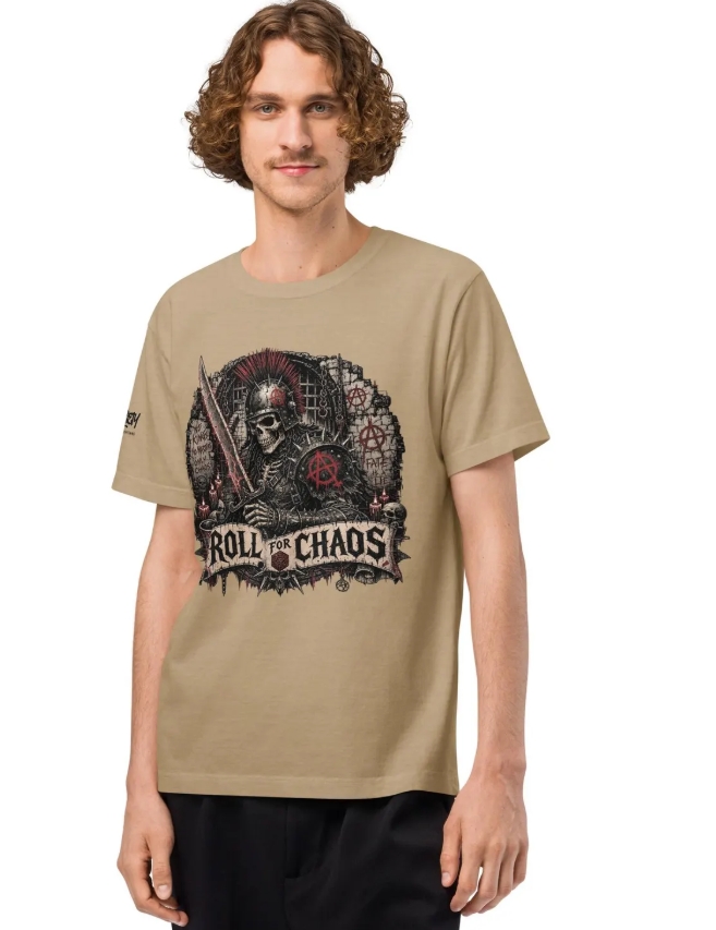 Dungeon Punk Skeleton Shirt, Roll for Chaos D20 Tee, TTRPG Gamer Apparel