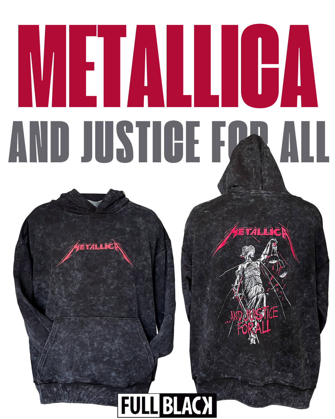 Metallica And Justice For All Oversize Hoodie (Retro)