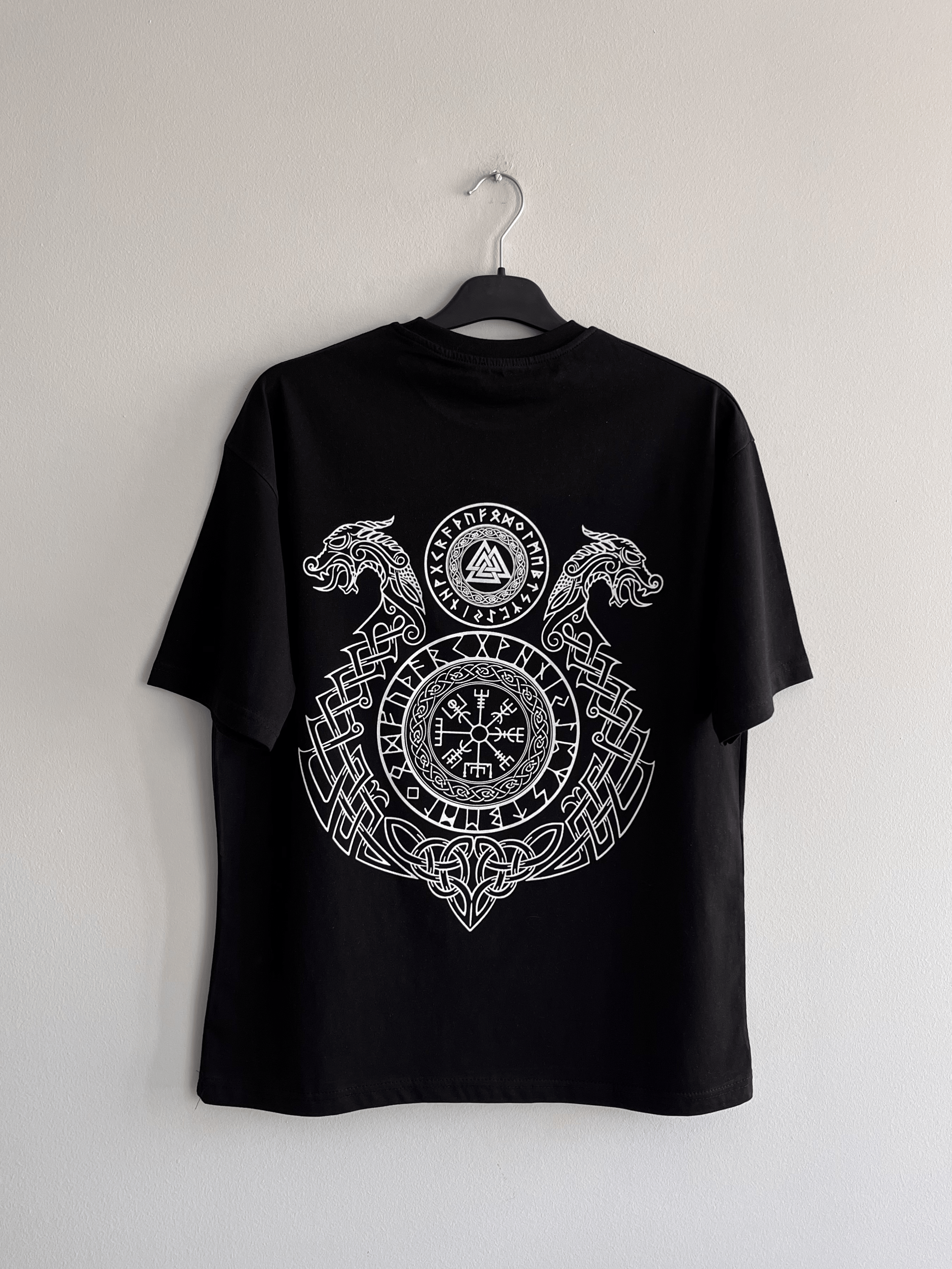 Vegvísir & Valknut (Siyah)