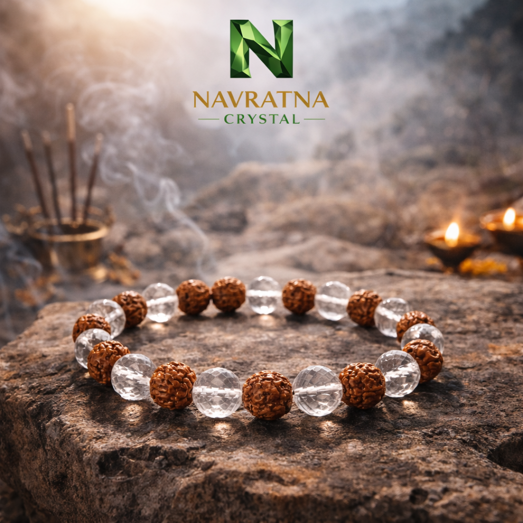 Rudraksha Clear Quartz (Sphatik) combo Bracelet
