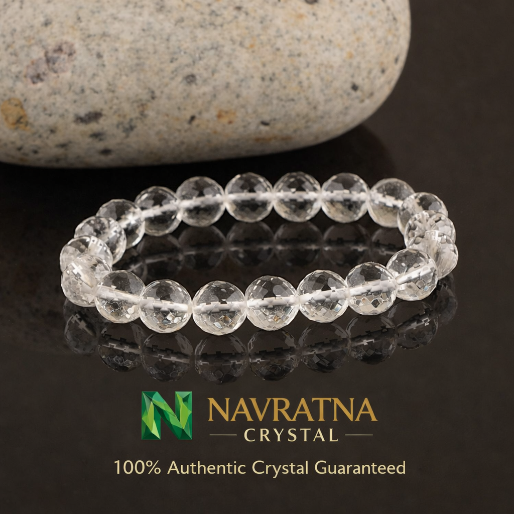 Clear Quartz (Sphatik) Faceted Bracelet