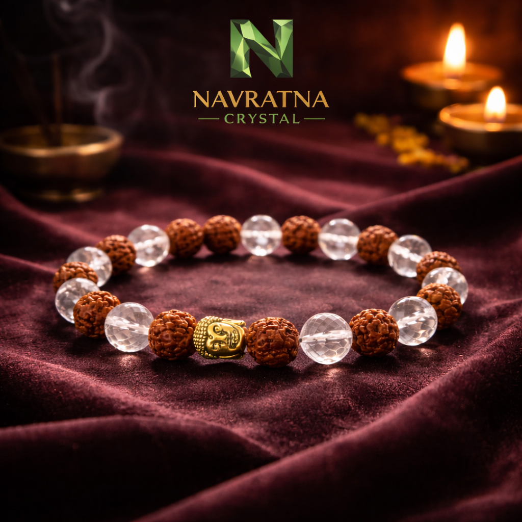 Rudraksha Clear Quartz (Sphatik) combo Bracelet