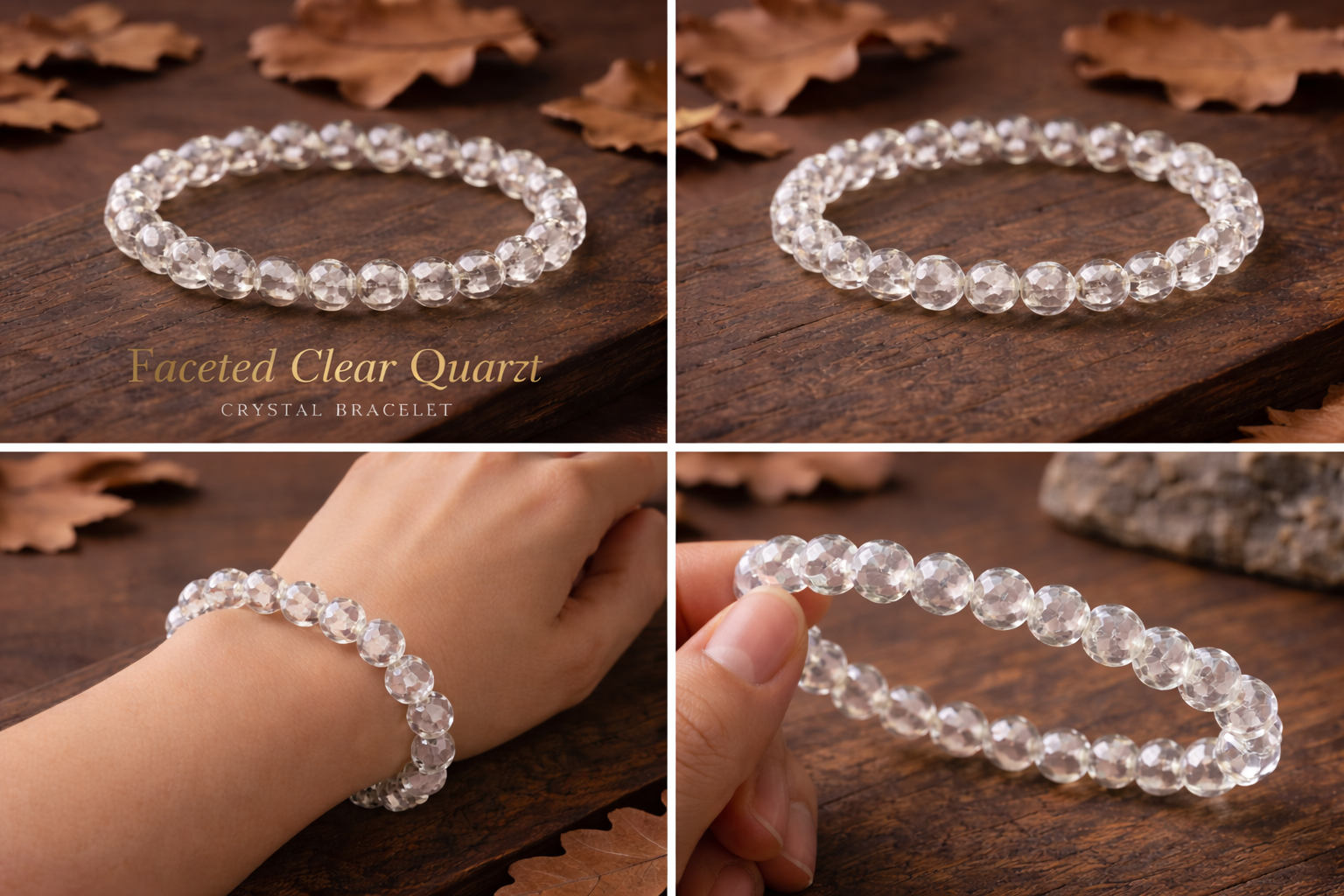 Clear Quartz (Sphatik) Faceted Bracelet 