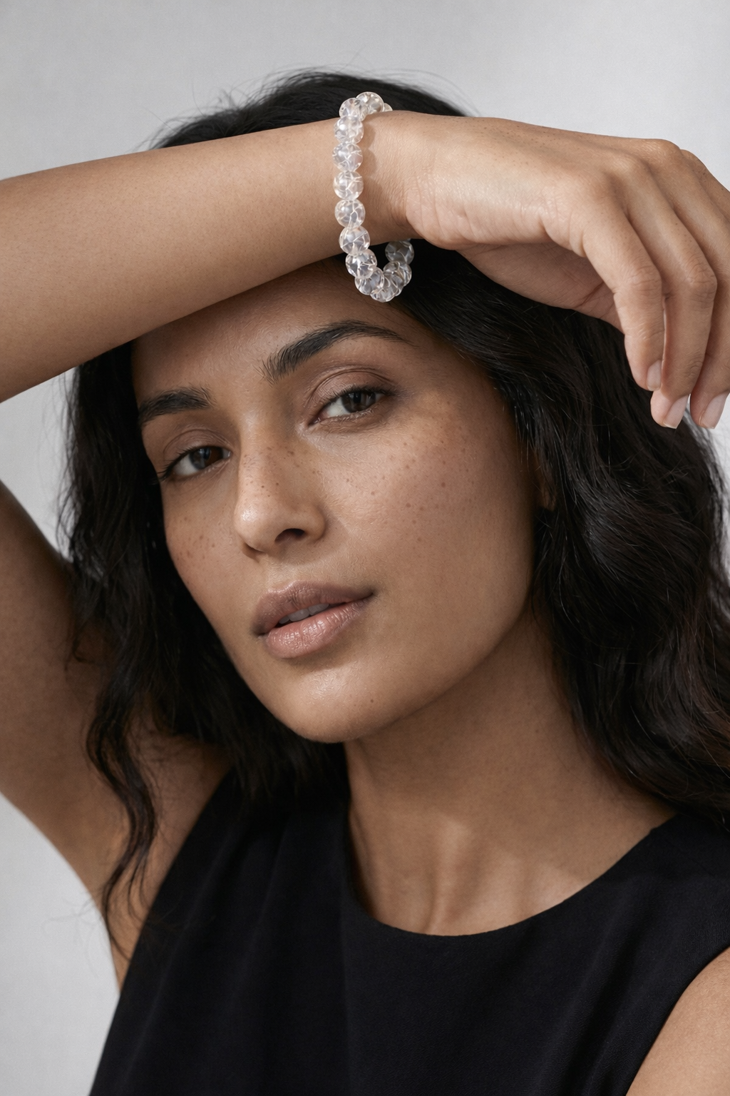 Clear Quartz (Sphatik) Faceted Bracelet 