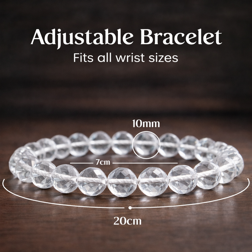 Clear Quartz (Sphatik) Faceted Bracelet 