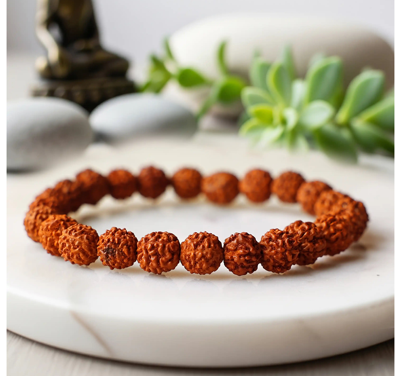 5 Mukhi Rudraksha Bracelet with Golden Buddha Charm | Spiritual Healing Bracelet
