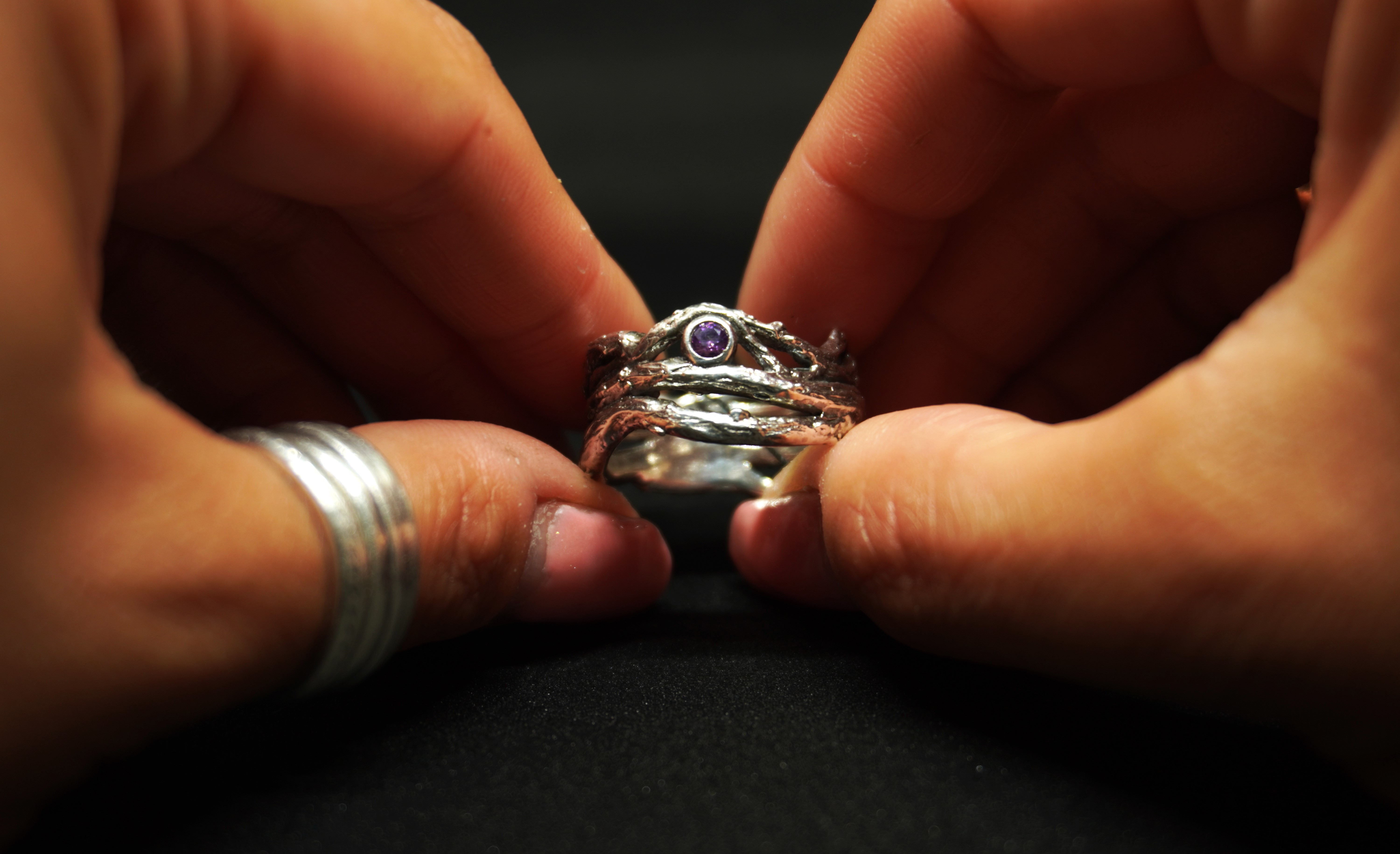 Nature-Inspired Silver Branch Ring