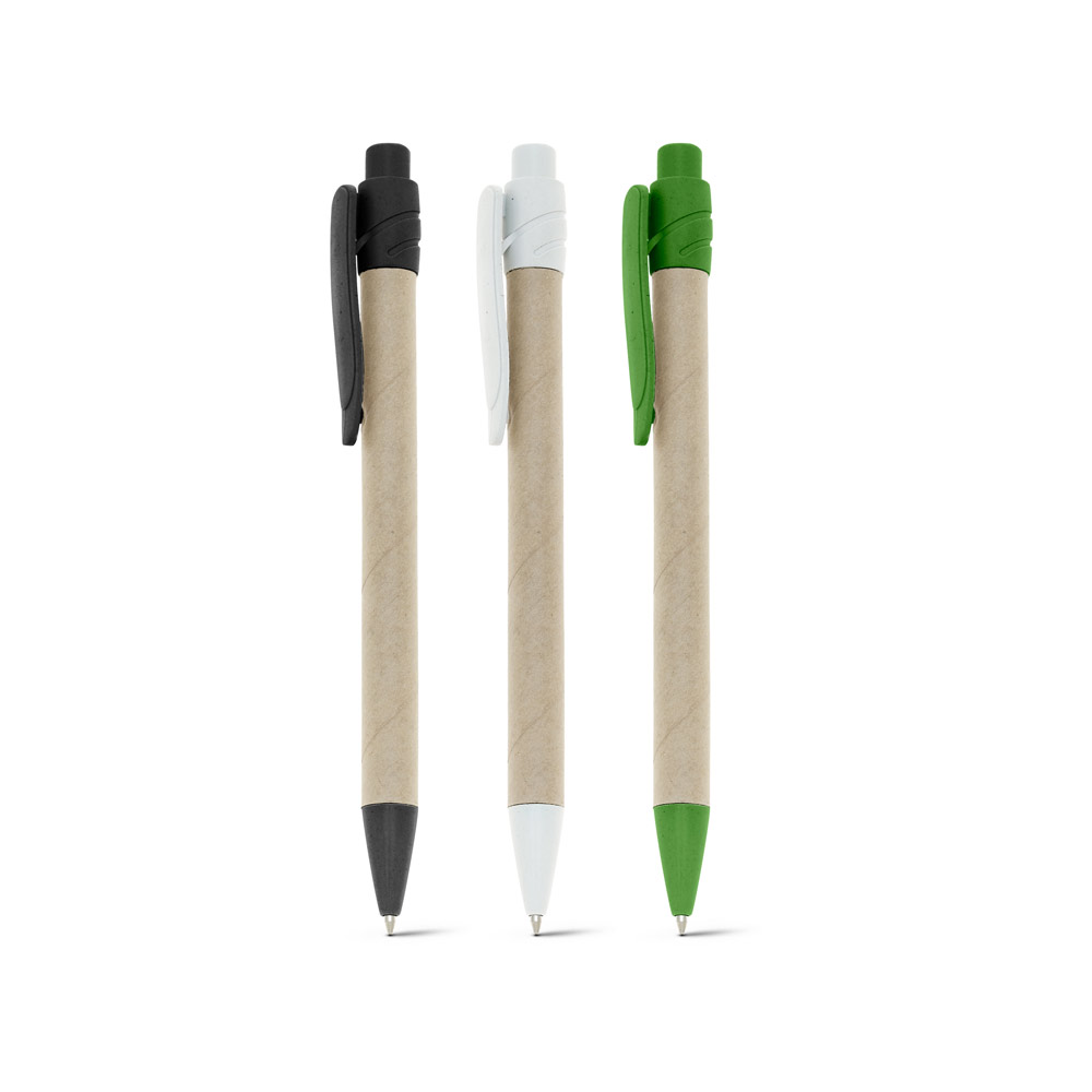 Caneta esferográfica em papel kraft reciclado com escrita em azul - MASAI