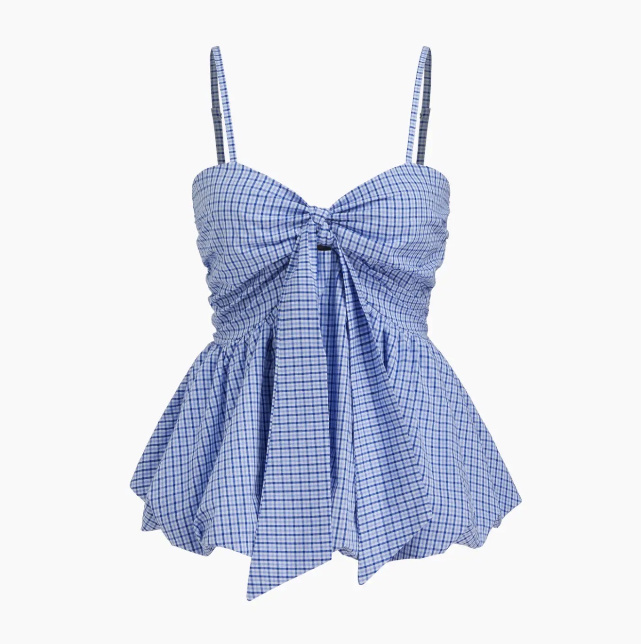 Blusa de tirantes con cuadros y lazo