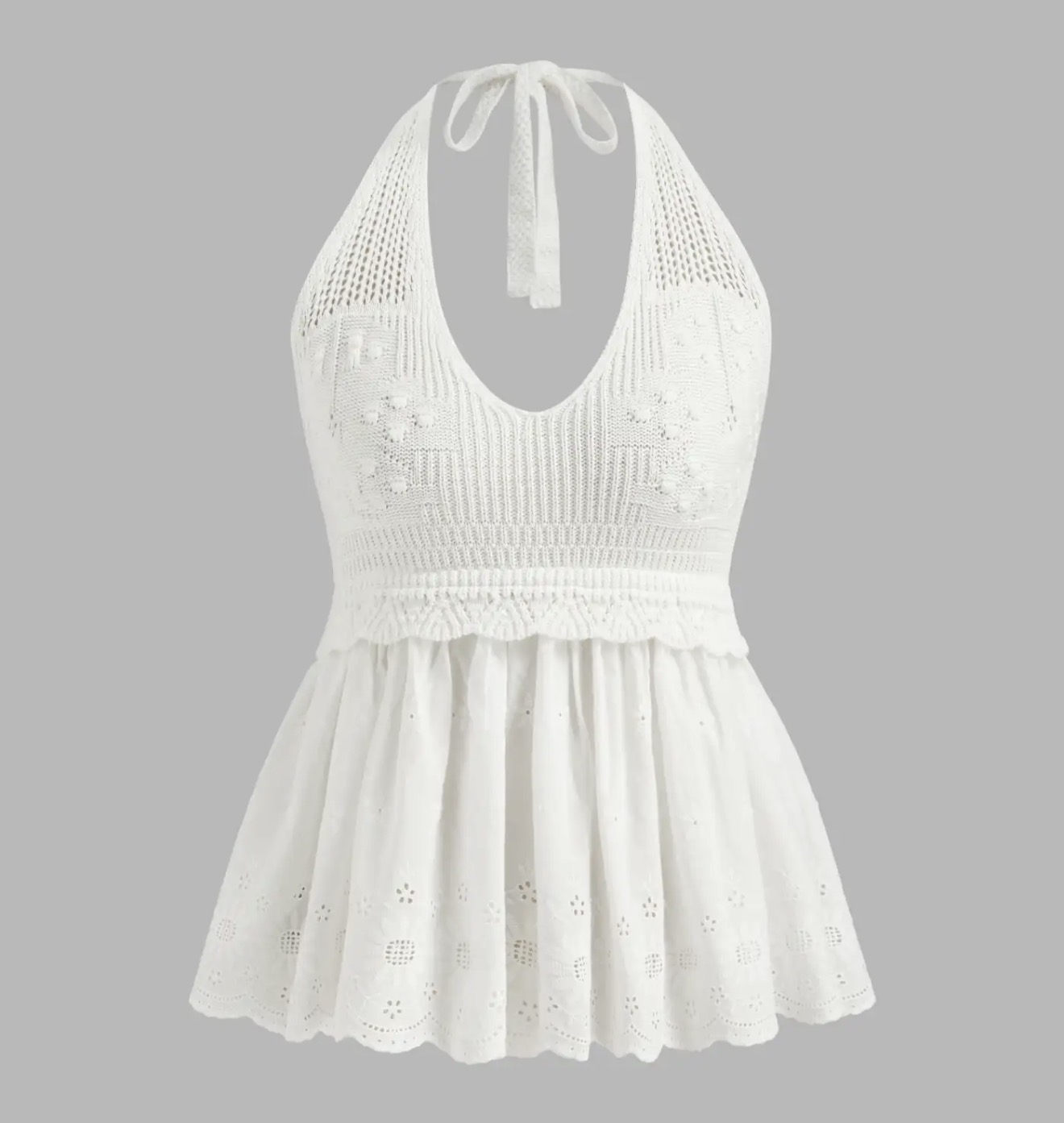 Blusa Halter Bordada Blanca