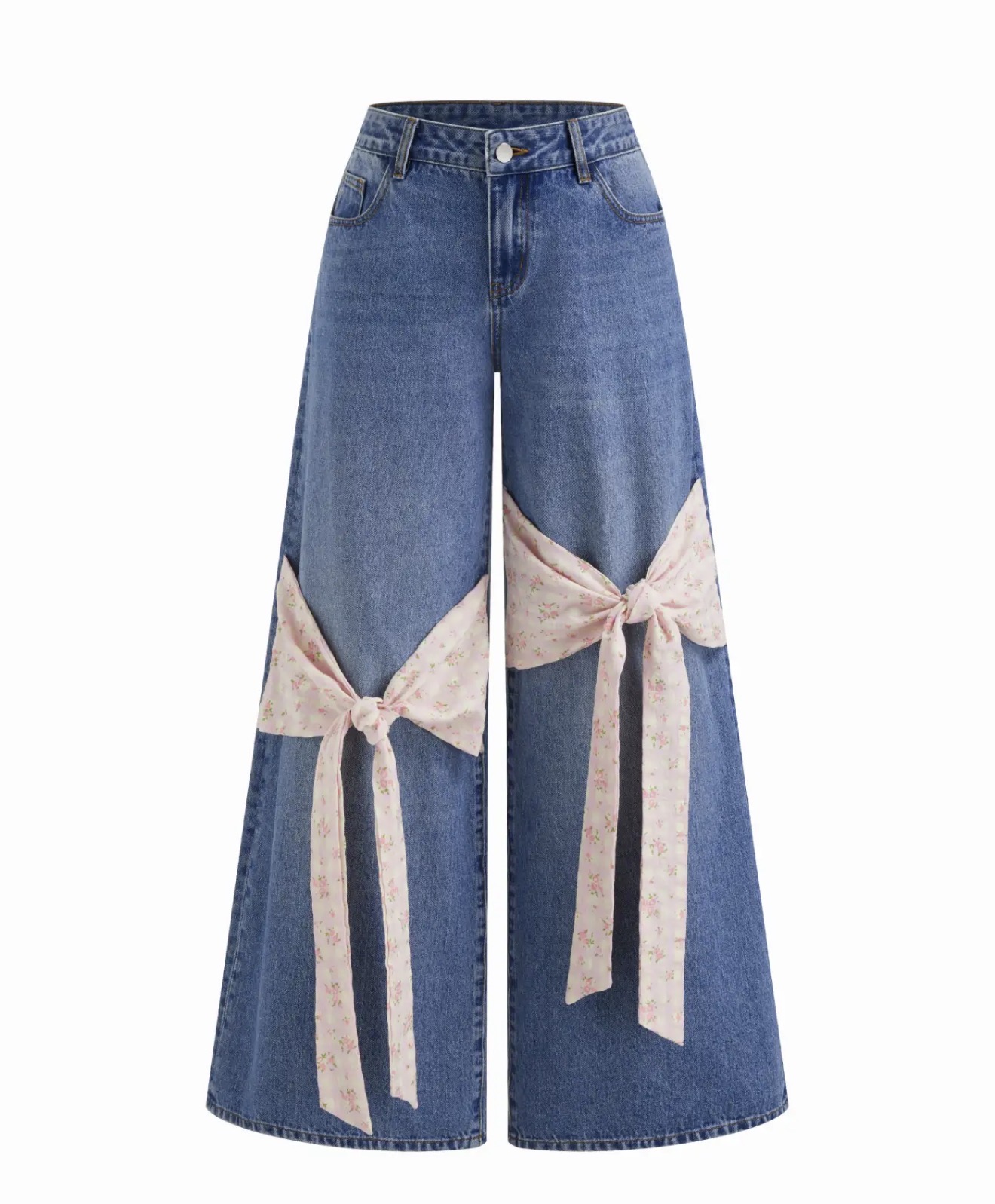 Pantalón de mezclilla con lazo decorativo
