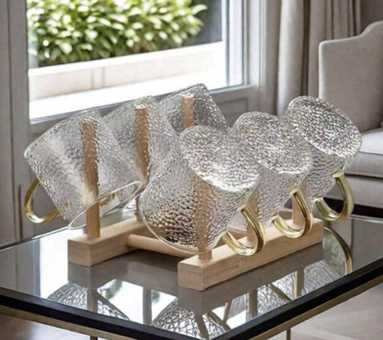 Set de tazas de vidrio martillado