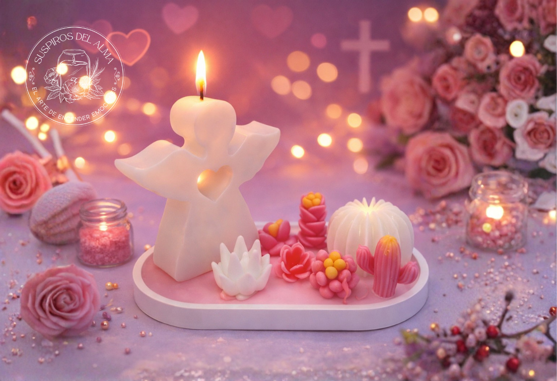 Set de Velas Decorativas Ángel y Flores