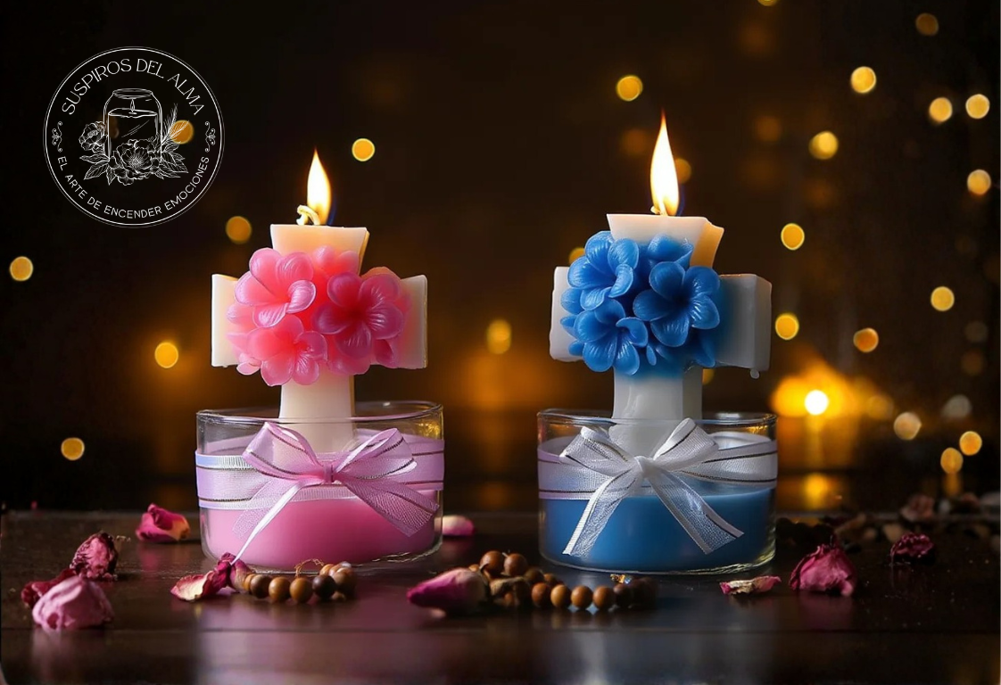 Vela decorativa con flores
