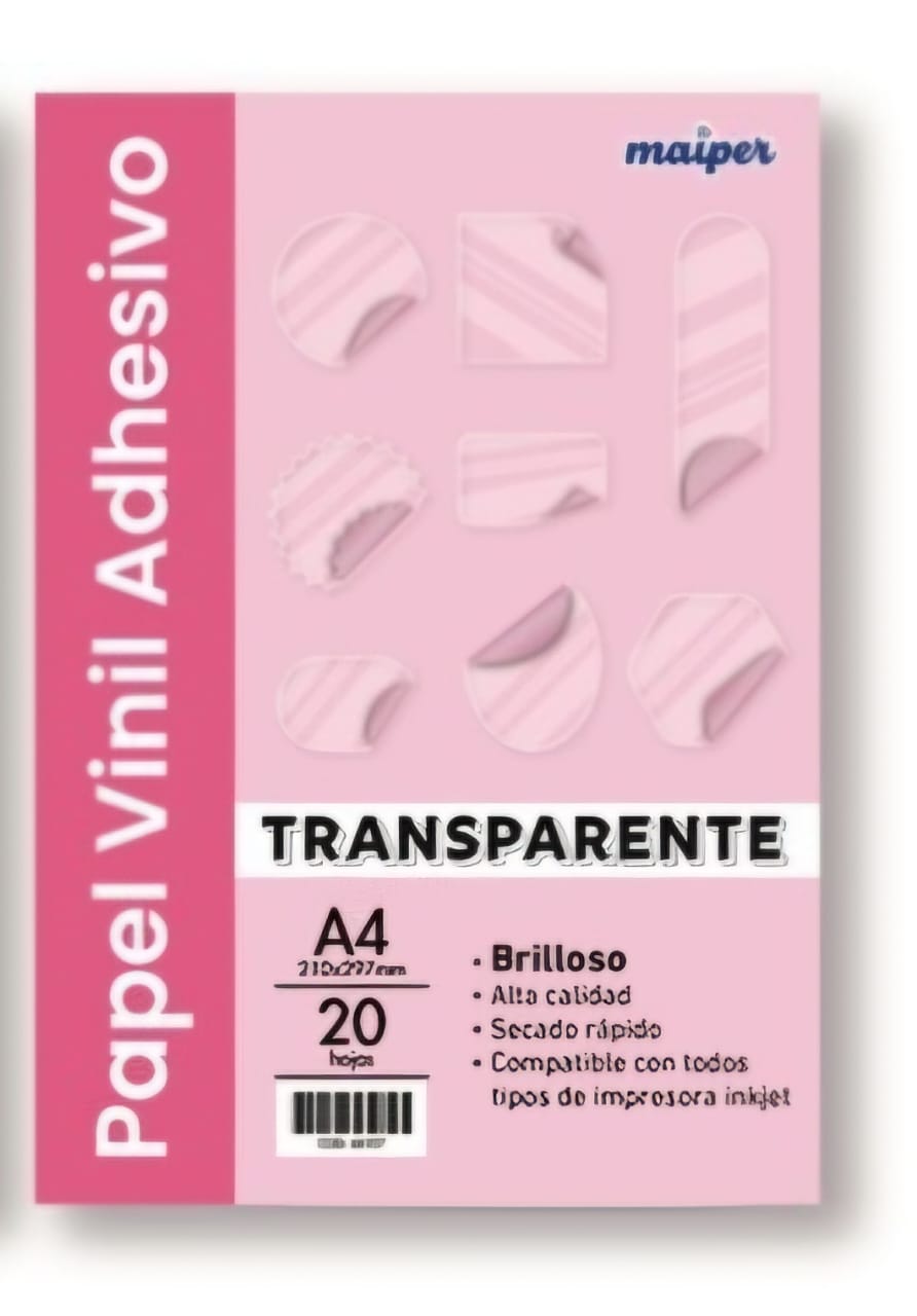Papel Vinil Adhesivo Transparente A4