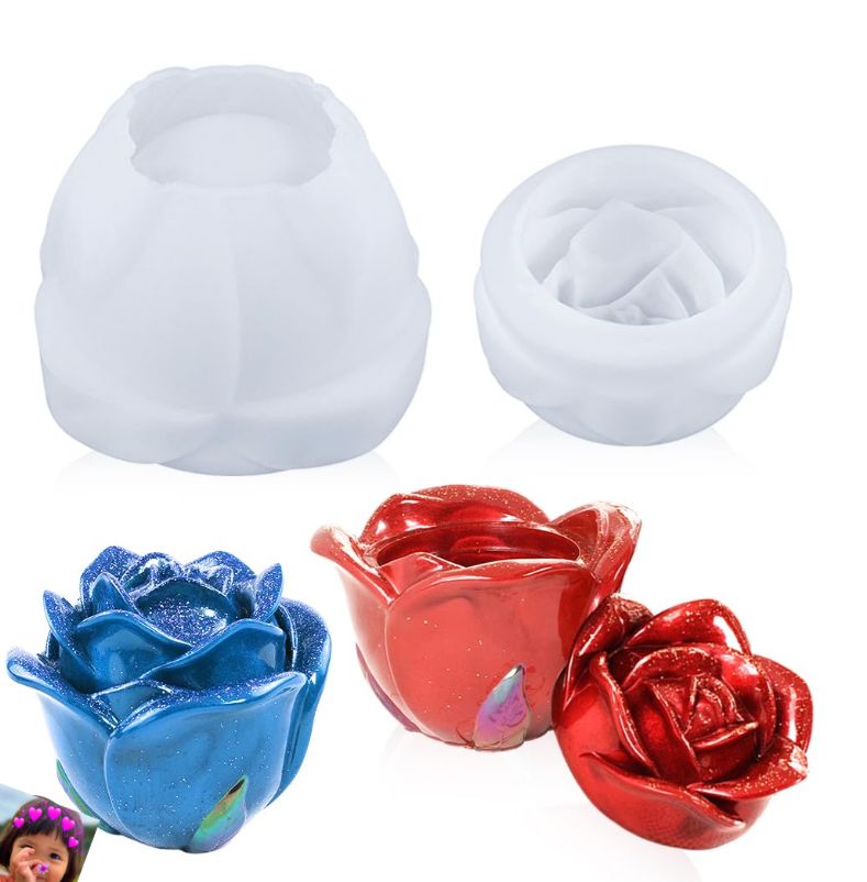 Molde de silicona contendor forma de rosa