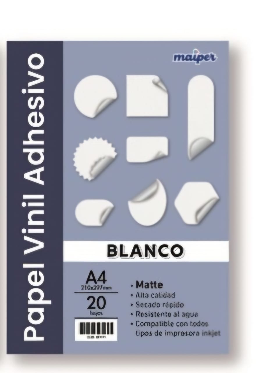 Papel Vinil Adhesivo Blanco A4