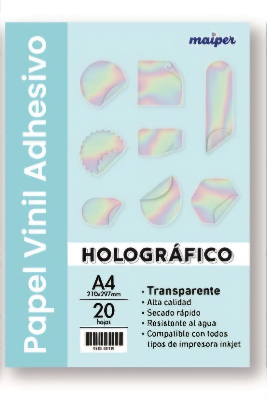 Papel Vinil Adhesivo Holográfico A4