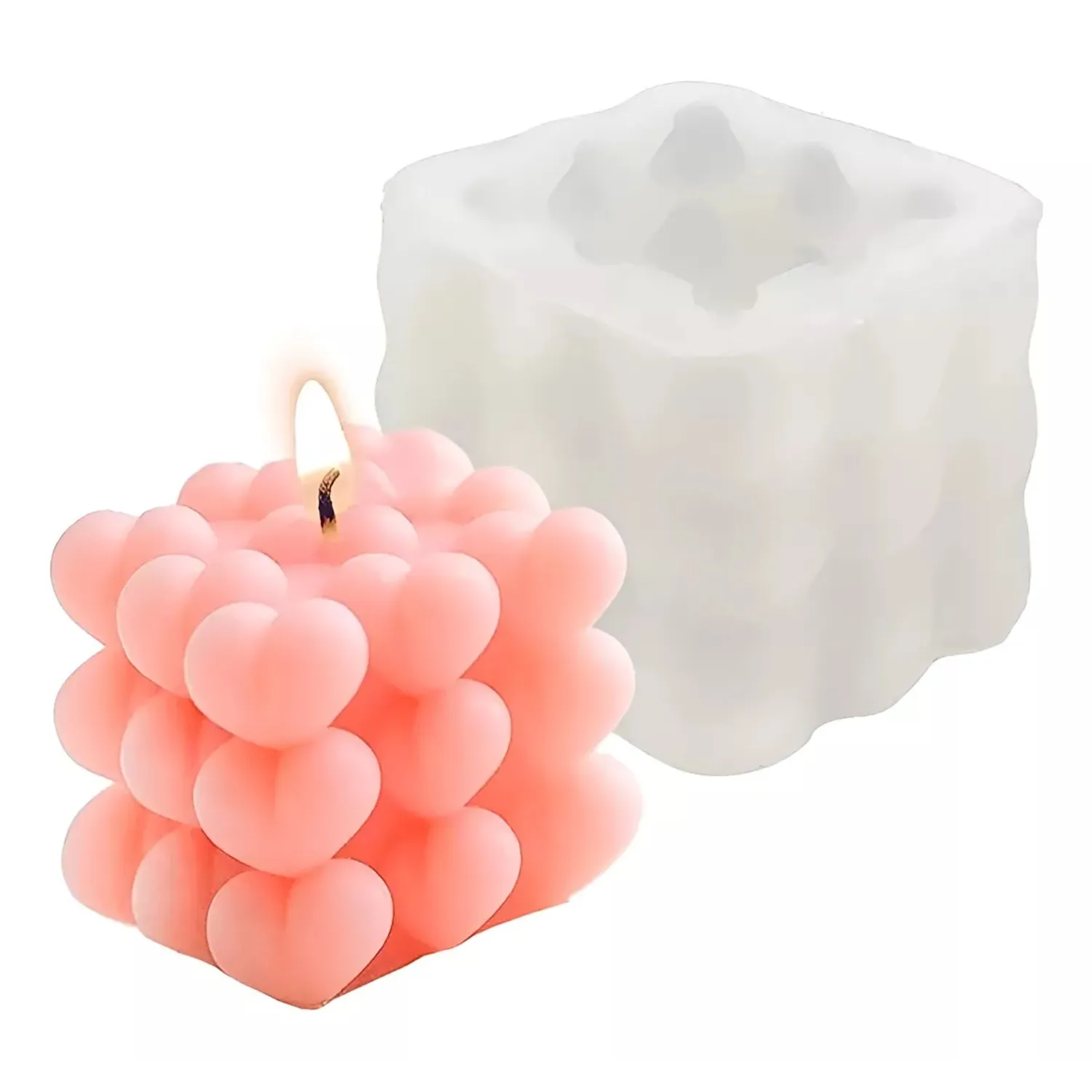 Molde cubo de corazones