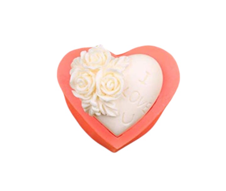 Molde de Corazón con rosas y grabado I LOVE U