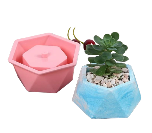 Molde de maceta geométrica de silicona