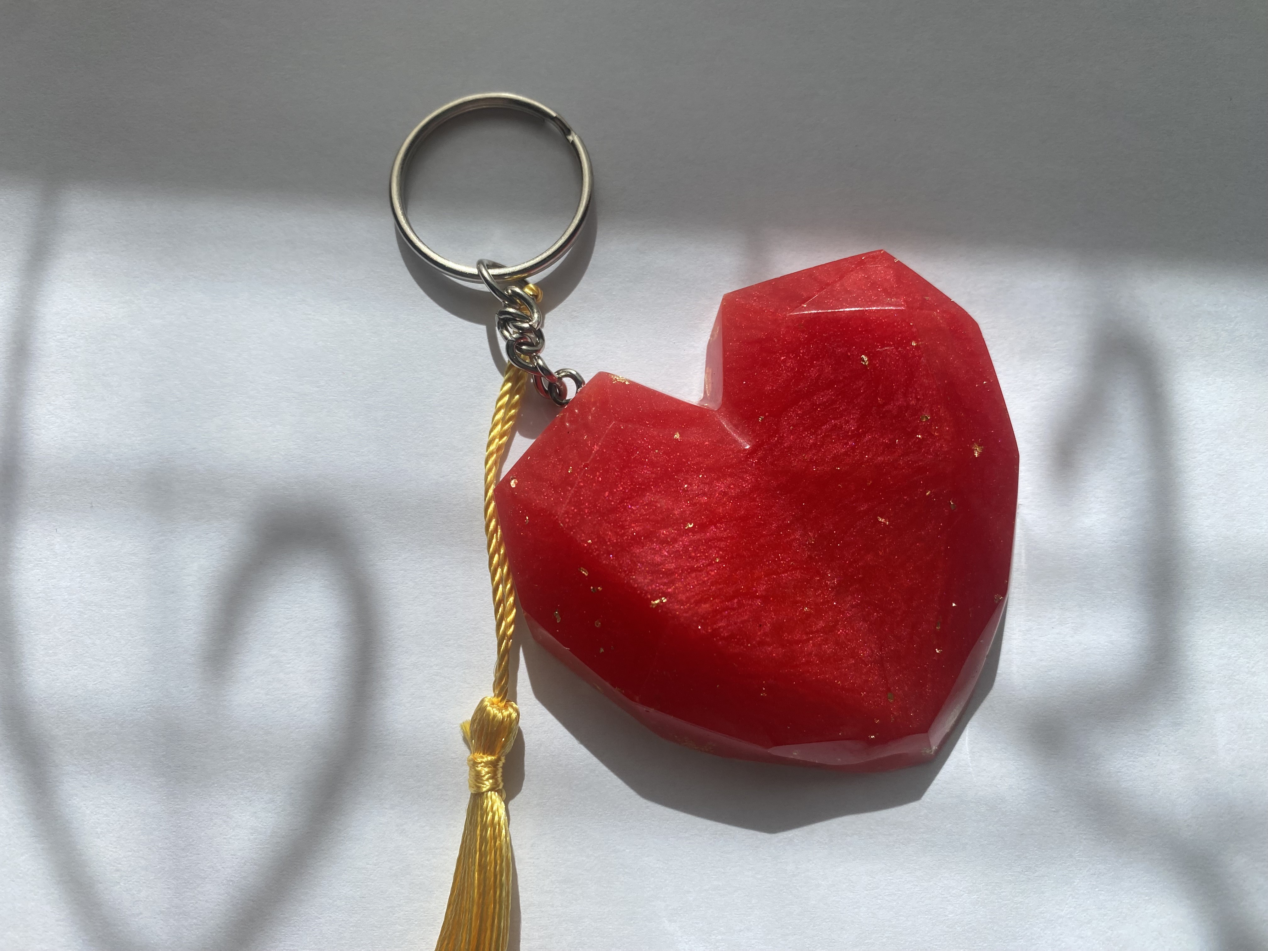 Geometric Red Heart Keychain