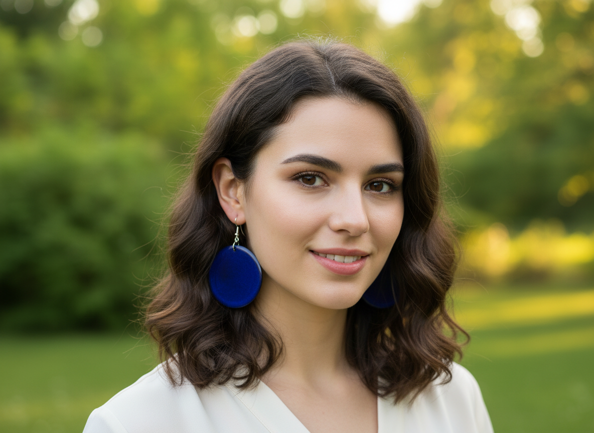 Blue Lucite Disc Earrings