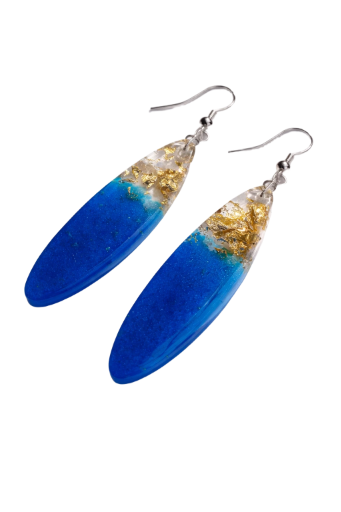 Blue Resin Drop Earrings