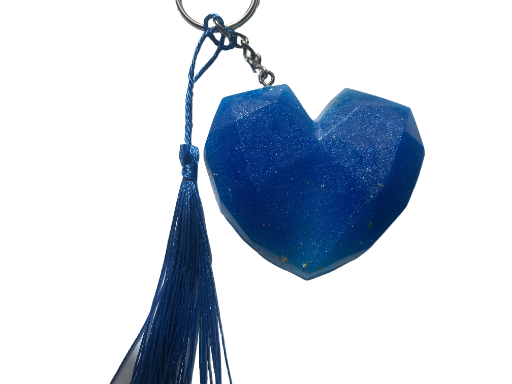 Blue Geometric Heart Keychain