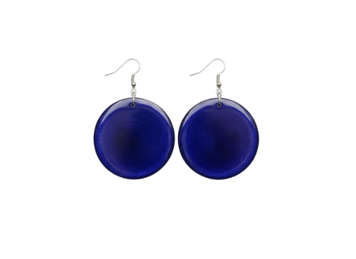 Blue Lucite Disc Earrings