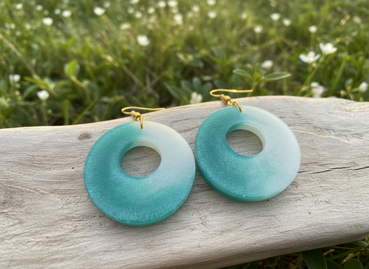 Mint Green Resin Hoop Earrings