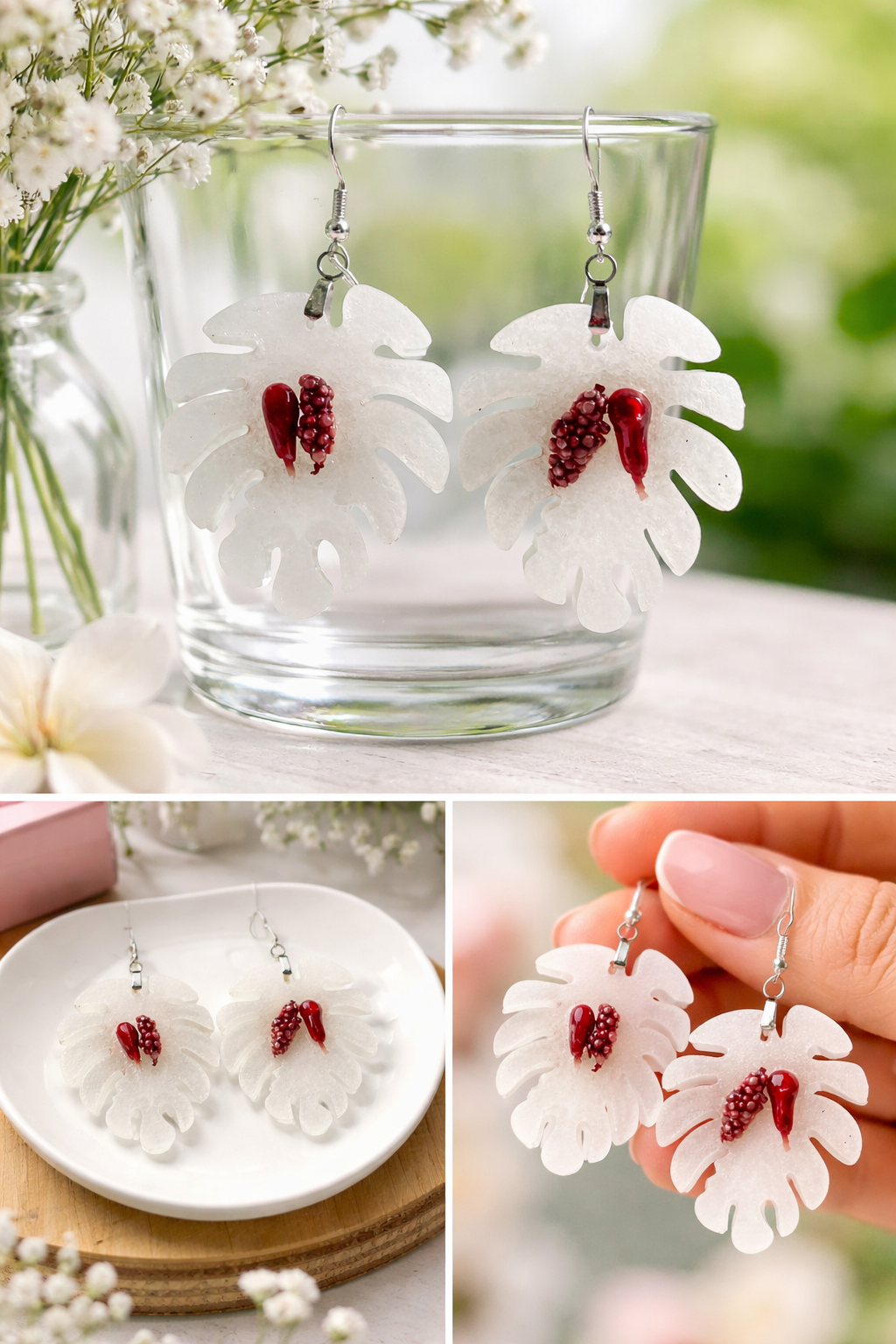 Monstera Leaf Drop Earrings