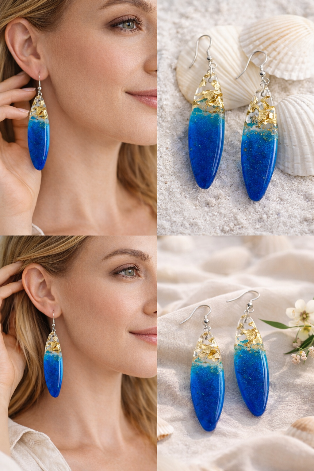 Blue Resin Drop Earrings