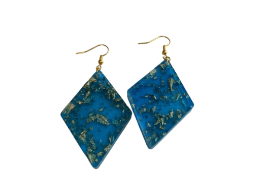 Blue Diamond Resin Earrings