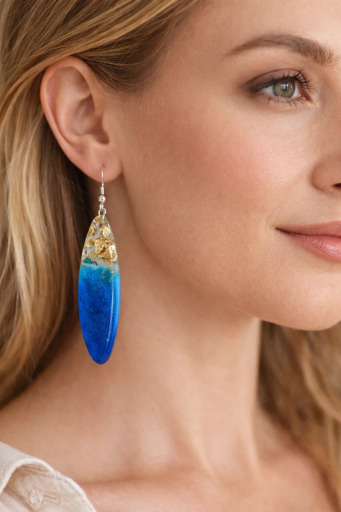 Blue Resin Drop Earrings
