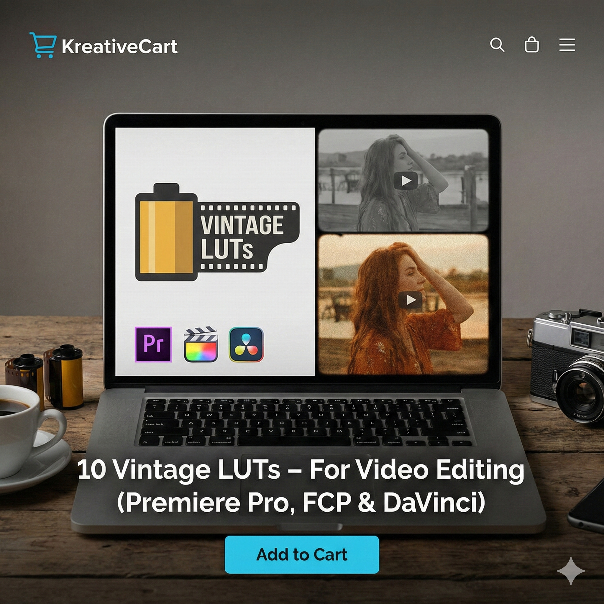 10 Vintage LUTs – For Video Editing (Premiere Pro, FCP & DaVinci)