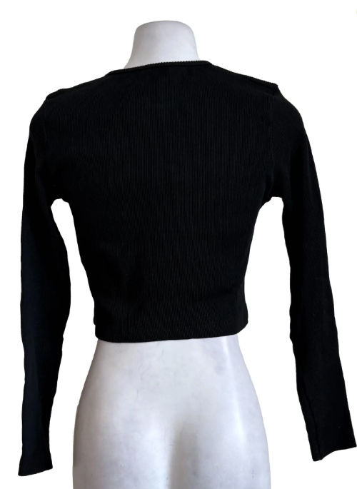 Black Ribbed Crop Top
