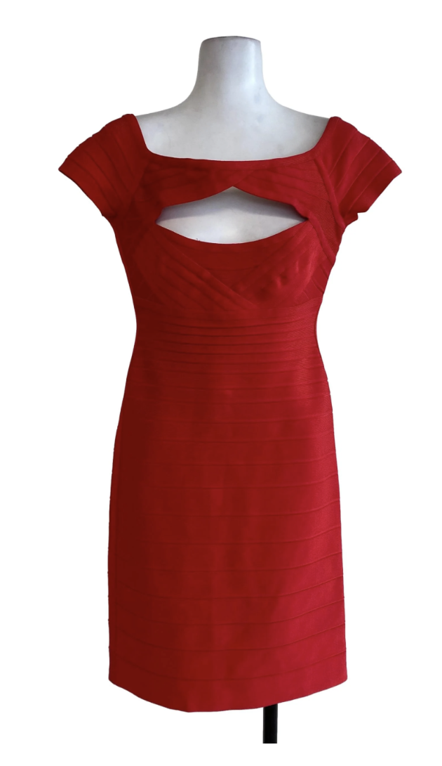 Herve Leger Red Cutout Bodycon Dress