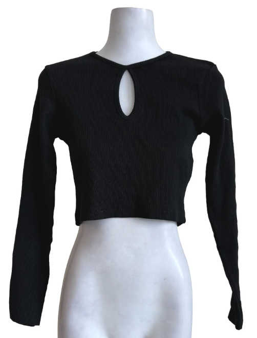 Black Ribbed Crop Top
