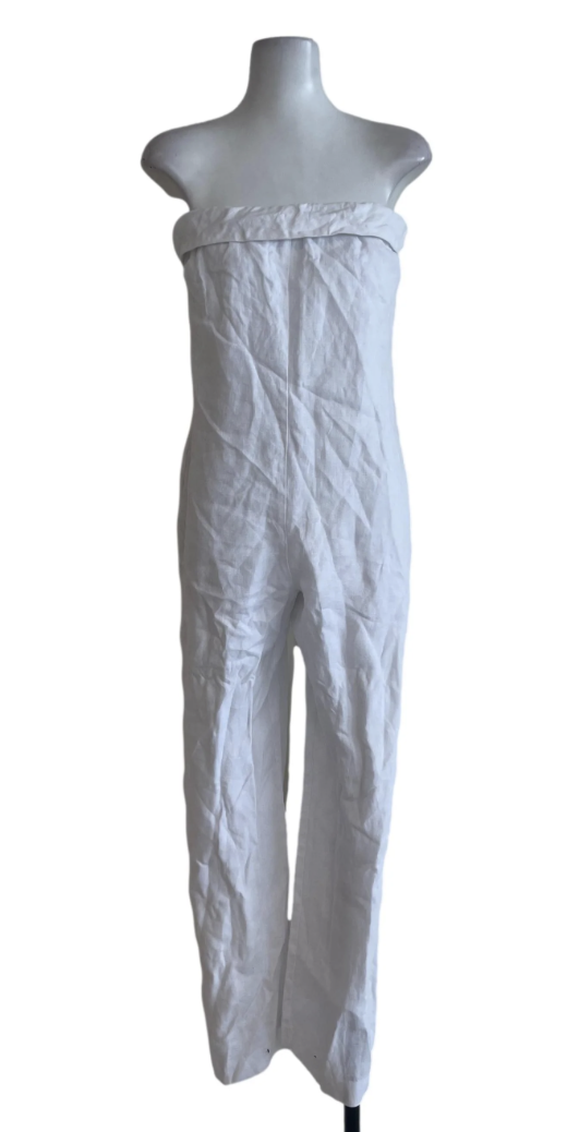 Reformation White Linen Strapless Jumpsuit