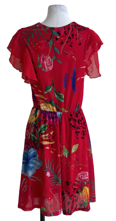 Desigual Floral Red Chiffon Dress