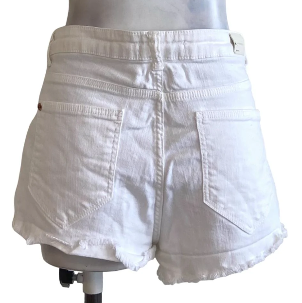 White Denim High-Waist Shorts